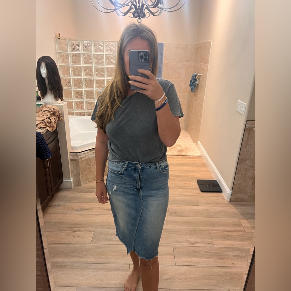 Womens Straight ripped Denim Skirt